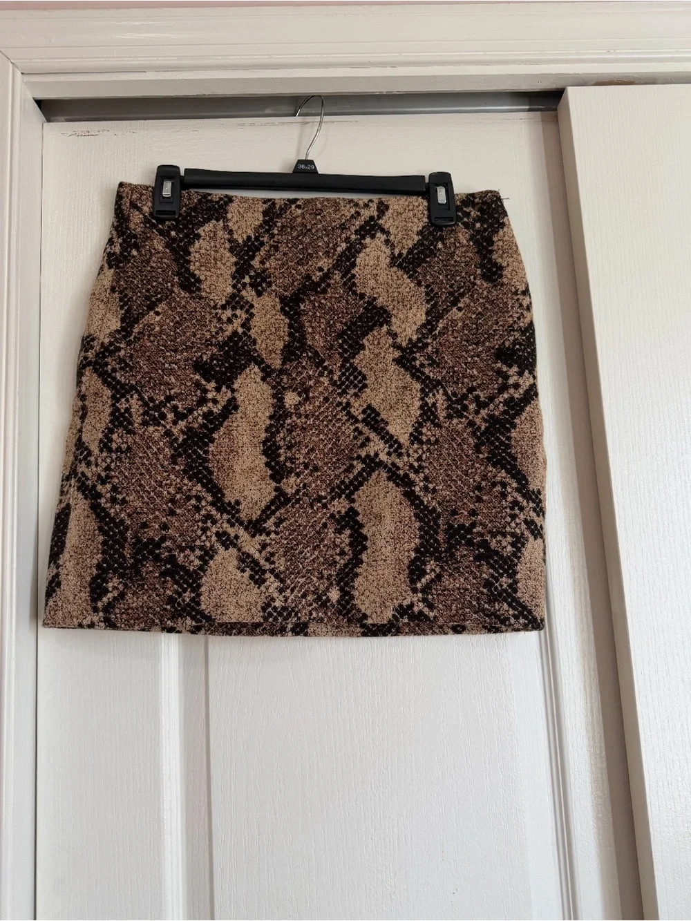 H&M Brown and Black Snake-Print Mini Skirt